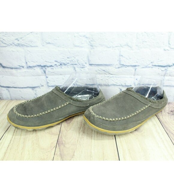 LL Bean Mountain Gray Suede Nonslip Comfort Fleece Lined Slipper Scuffs Size 8 M - Picture 2 of 9